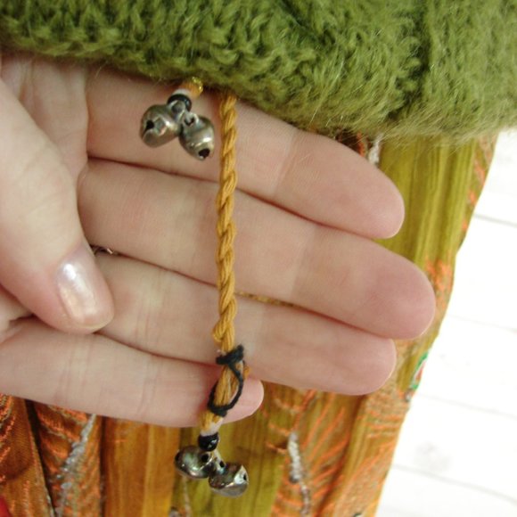 Brown Green Orange Yellow Sequin Peacock Skirt - Picture 8 of 16